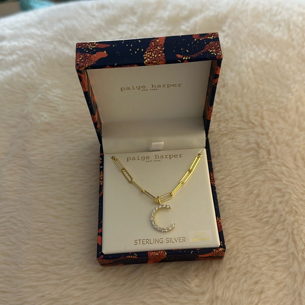 Paige Harper “c” letter necklace sterling silver